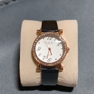 Milano Women's Black and Rose Gold Watch